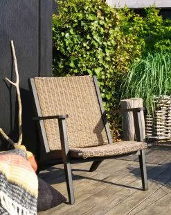 Brafab Kira Loungesessel, Schwarz / Rustikal Künstliches Rattan -Günstiges Stuhlgeschäft brafab kira armchair black rustic 5