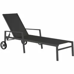 Brafab Leone Sonnenliege Aluminium , Matt Black / Grau