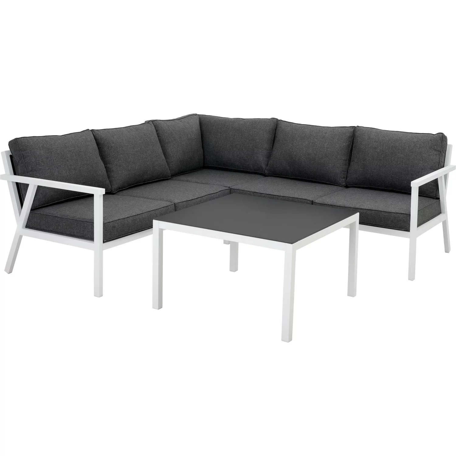 Brafab Rana Lounge-Set Niedrig 5 Sitzplätze, Weiß/Anthrazit 3 Brafab Rana Lounge-Set Niedrig 5 Sitzplätze, Weiß/Anthrazit