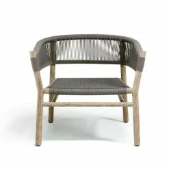 Ethimo Kilt Lounge Lehnstuhl, Pickled Teak / Dunkelgrau