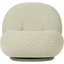 Gubi Pacha Outdoor Loungesessel, Dedar Chevron Outdoor Fr 008, Moosgrüner Fuß