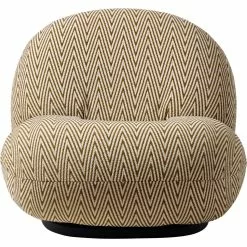 Gubi Pacha Outdoor Loungesessel, Dedar Chevron Outdoor Fr 022, Moosgrüner Fuß