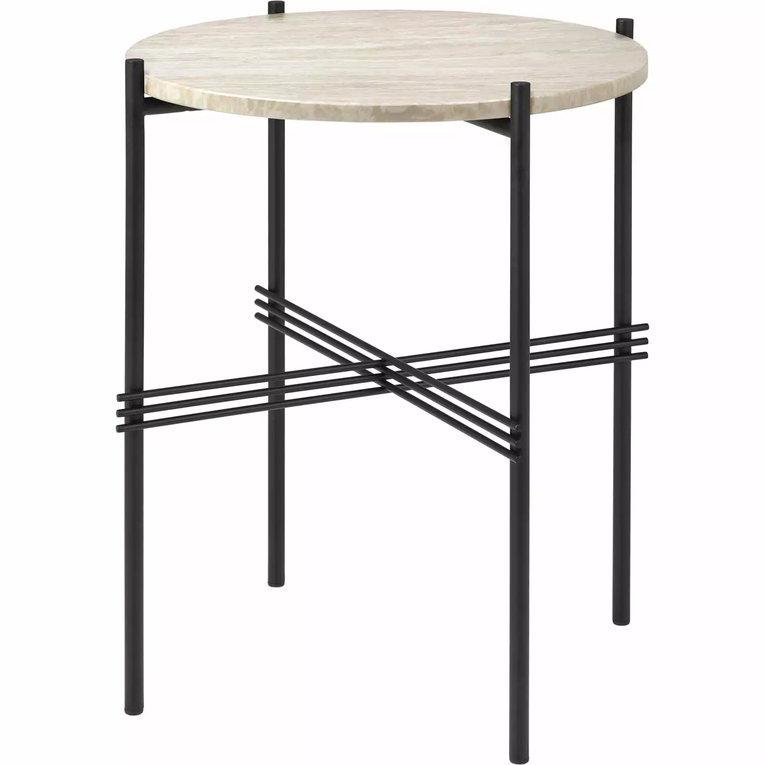 Gubi TS Outdoor Beistelltisch Ø40x51 Cm, Schwarz/Weiß Travertin 3 Gubi TS Outdoor Beistelltisch Ø40x51 Cm, Schwarz/Weiß Travertin
