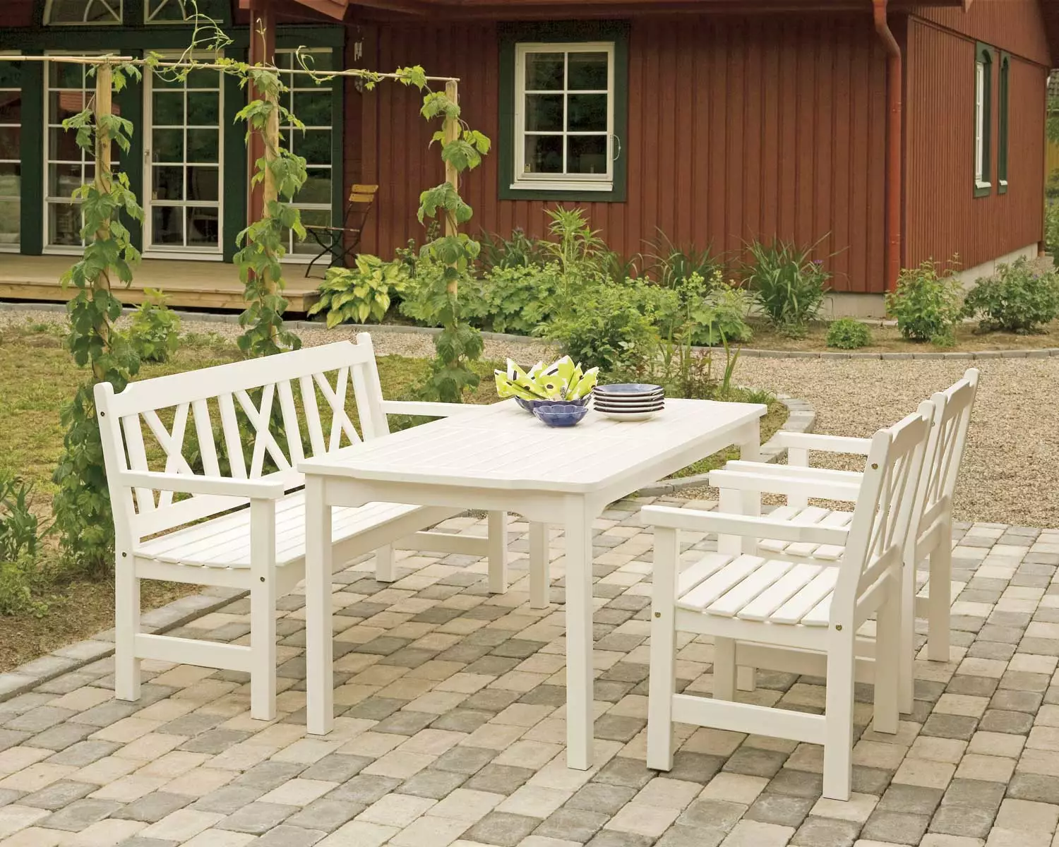 Hillerstorp Visby Tischgarnitur 4 Sitzplätze, Weiß 4 Hillerstorp Visby Tischgarnitur 4 Sitzplätze, Weiß – Bild 2